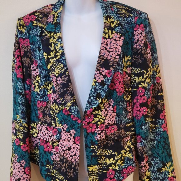 BISOU BISOU Women's XL Floral Blazer Jacket Multicolor - Picture 3 of 10